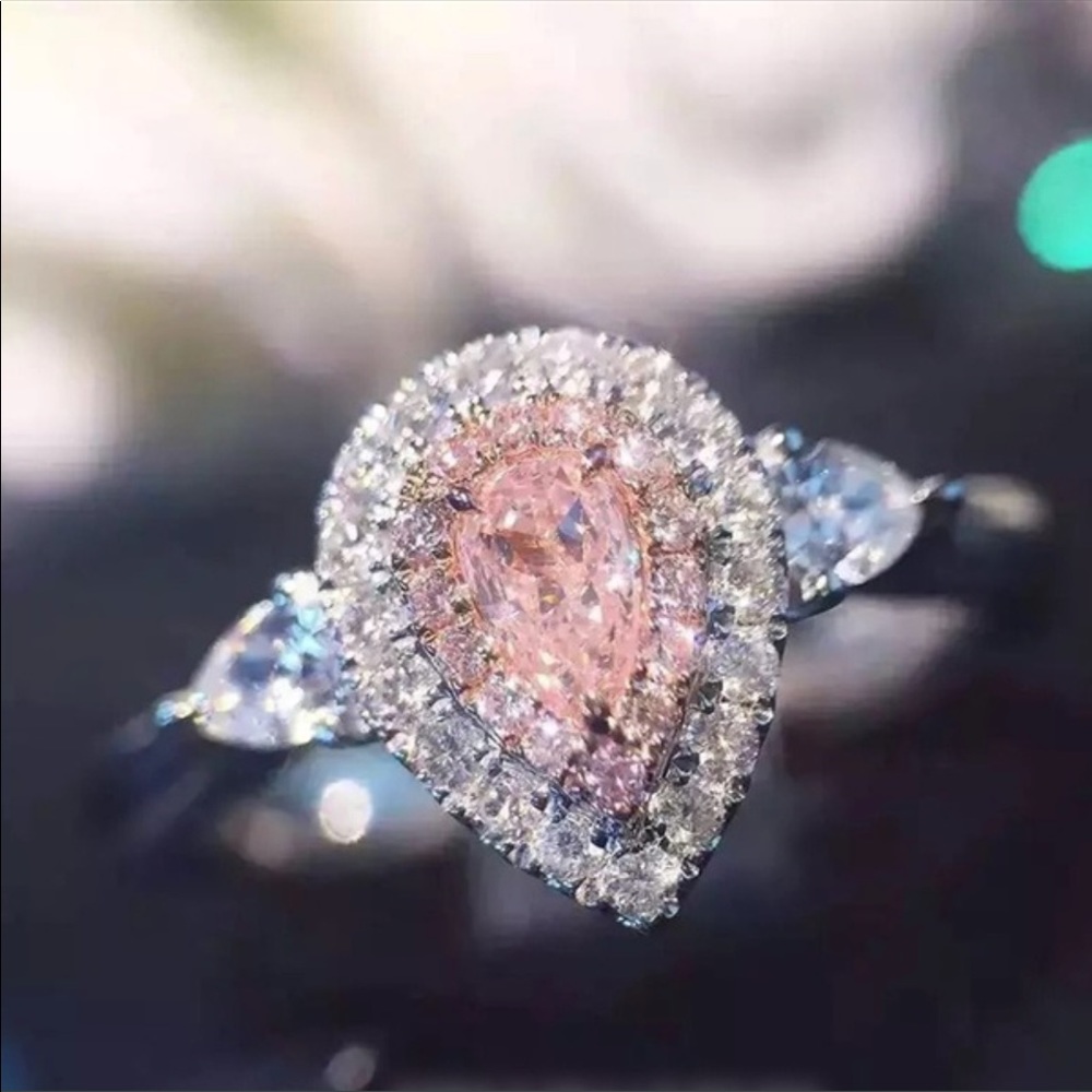 Pink stone Sterling Silver Ring Size 9